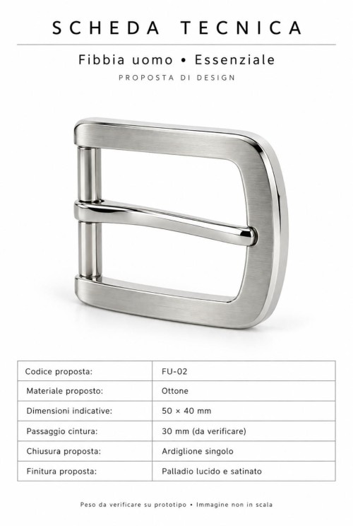 Men’s Zamak Belt Buckle with Satin Palladium Finish